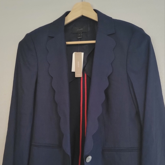 J. Crew NWT Scalloped Collar Navy Blazer Size 4 - Picture 5 of 8